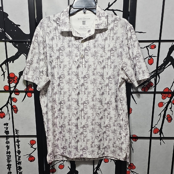 Hickey Freeman Tropical Palm Tree Polo Shirt Size Small‎ - Picture 1 of 6
